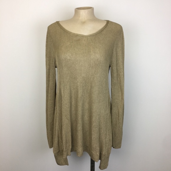 Eileen Fisher Gold Oversized Long Sleeve Top M